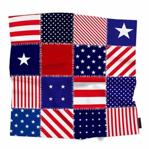 Xuwenz American flag patchwork scarf folded into a neat neckerchief