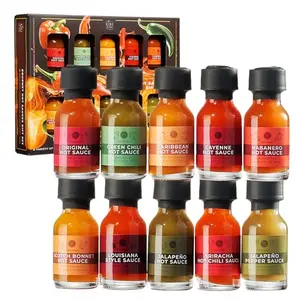 Kiri & Sons gourmet hot sauce sampler set with 10 flavors including Sriracha