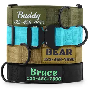 PLUTUS PET personalized tactical dog collar with metal buckle and custom name and phone number