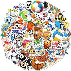 100 waterproof vinyl sports stickers pack with football, baseball, basketball themes