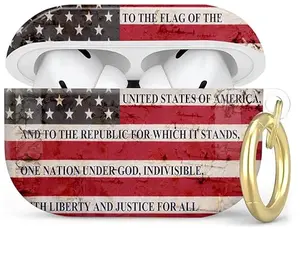 LXQFNSG America Flag AirPods Pro silicone case cover with carabiner