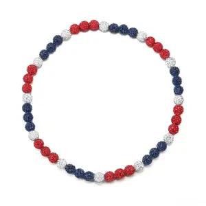 Rhinestone baseball beaded necklace red white and blue for teachers