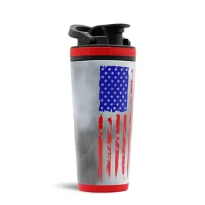 Ice Shaker 26oz Insulated Stainless Steel Shaker Bottle with American Flag design