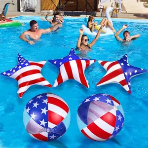 Set of red, white, and blue star and ball pool floats