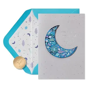 Papyrus anniversary card with shimmering foils, gems, and faux leather details