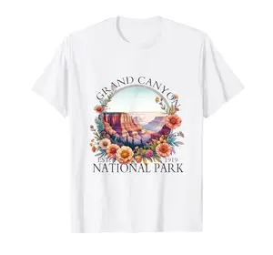 Floral Grand Canyon National Park Hiking T-Shirt with vintage design