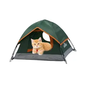 ASFANES army green small pet tent with open front door