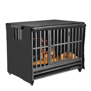 M JJYPET 42-inch dog crate cover with blackout fabric and side window