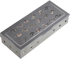 La Cuisine smoker box with wavy vents on a gas grill