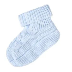 Polo Ralph Lauren baby cable bootie in soft blue with embroidered pony