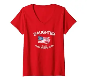 Red DAR V-neck t-shirt with American flag star design