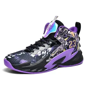 Aiscahent kids basketball shoes in black and purple