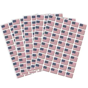 Tiny 3D dome American flag stickers on a sheet