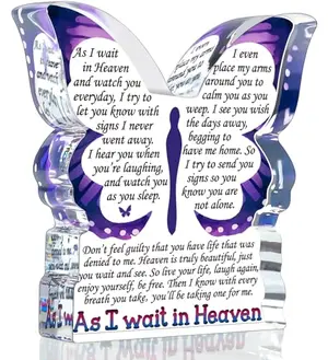 MY-ALVVAYS Butterfly Acrylic Sign As I Wait in Heaven for Widow