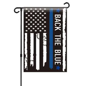 RoadSea double sided thin blue line police garden flag on polyester for indoor outdoor use