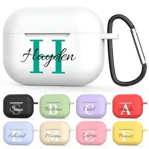 Aobthurn custom personalized AirPods Pro case in colorful soft TPU with keychain