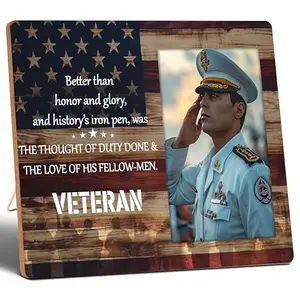 Rustic veteran photo frame with American flag and 'Better than honor and glory' text for 4x6