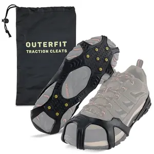 Outerfit crampons with tungsten carbide spikes and reflective heel