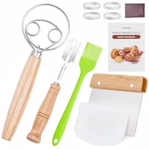 AHUAWA bread making tool set with dough whisk, lame, bench scraper, and more