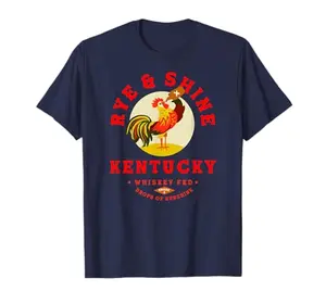 Rye & Shine Cool Bourbon Whiskey Rooster Graphic T-Shirt