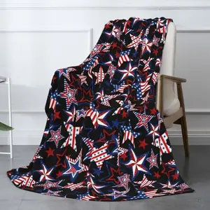 Stars and stripes flannel blanket in kid size with decorative border