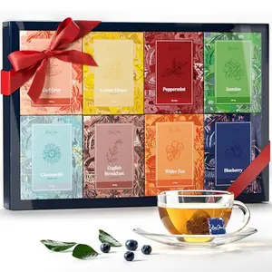 BonJoie Elegant Tea Gift Set with 32 Pyramid Tea Bags in 8 Flavors