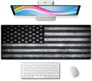 Black and white American flag desk mat with minimalist design