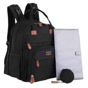 BabbleRoo expandable diaper bag backpack in black with multiple compartments and stroller straps