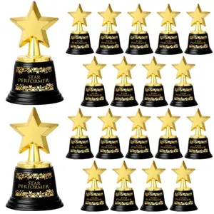 20-pack of gold star trophies with thumbs up design inside the star from Fumete