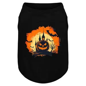 ZIAGAOP black dog shirt with pumpkin print for Halloween on a small dog