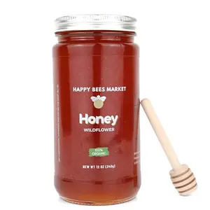 Happy Bees Market Organic Wildflower Honey jar