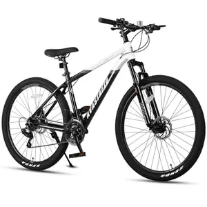 AVASTA white aluminum mountain bike with disc brakes on a trail