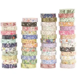 YUBBAEX 50 rolls floral washi tape set
