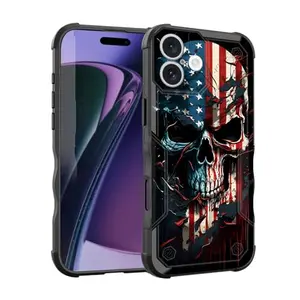 EFGWSDER skull American flag iPhone 16 case