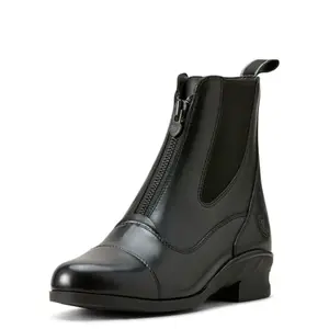 Ariat Women's Heritage Zip Paddock Boot in black, showing front zip and elastic gore
