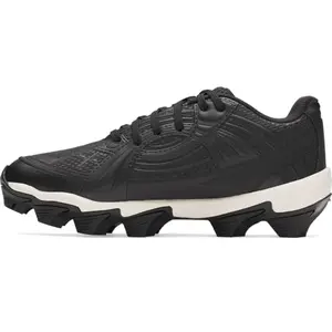 Under Armour Girls' Glyde Sola RM JR softball cleats in black, white, and black