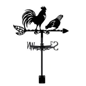 SUPERDANT black rooster weathervane in a garden