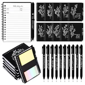 Resurhang black mini Christian notebooks with pens for church gifts