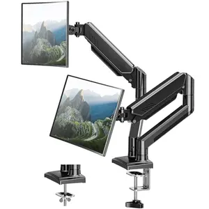 MOUNT PRO dual monitor arm holding two monitors with cables tucked away
