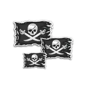 Three pirate flag decals in different sizes