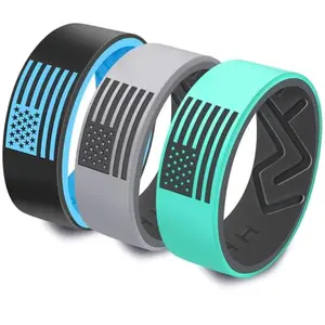 XAHH three-piece American flag silicone ring set
