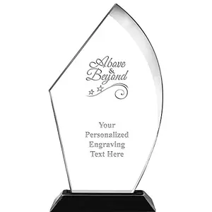 Seven-inch acrylic trophy with engraved message, sleek and modern design