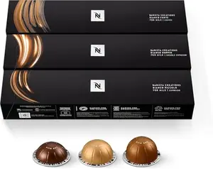 Nespresso Vertuo Bianco Variety Pack with 30 coffee pods, including three blends designed for milk recipes