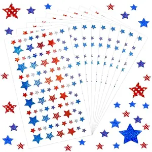 Fenreen glitter star stickers sheets with 900 pieces and four sizes for patriotic package decoration