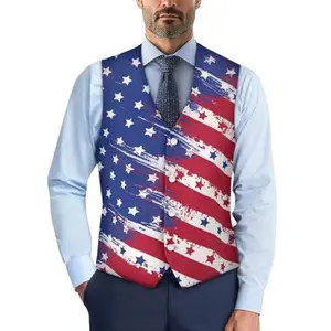 Dremagia American flag suit vest with 4 buttons and adjustable back