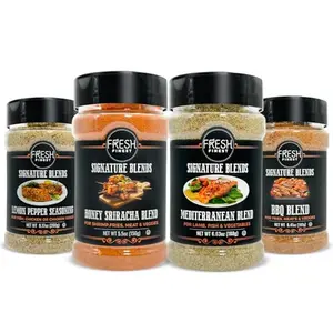 Fresh Finest seasoning gift set with Honey Sriracha, Mediterranean, BBQ and Lemon Pepper
