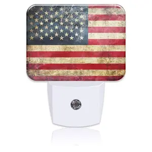 Uiaoiais Vintage American Flag night light plugged into a bedroom outlet
