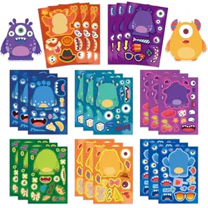 24 adorable monster-themed sticker sheets for kids DIY Halloween party crafts