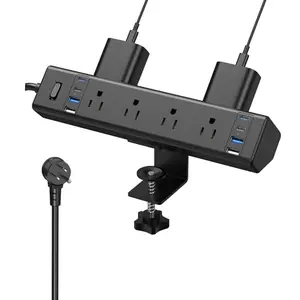VILONG desk clamp power strip with 8 AC outlets and 8 USB ports
