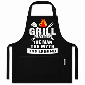 GENSTORES black funny grill master apron with two spacious pockets